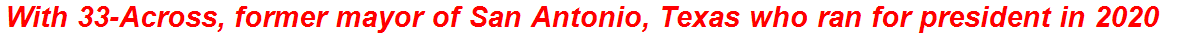 With 33-Across, former mayor of San Antonio, Texas who ran for president in 2020