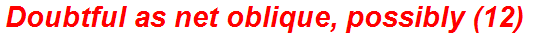 Doubtful as net oblique, possibly (12)