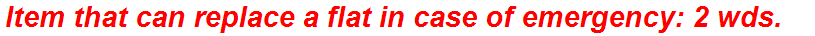 Item that can replace a flat in case of emergency: 2 wds.