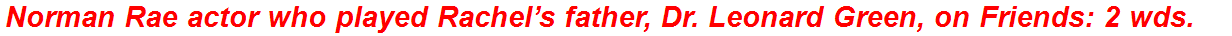 Norman Rae actor who played Rachel’s father, Dr. Leonard Green, on Friends: 2 wds.