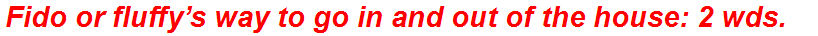 Fido or fluffy’s way to go in and out of the house: 2 wds.