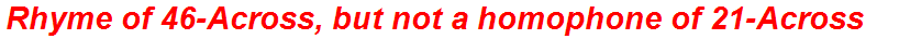 Rhyme of 46-Across, but not a homophone of 21-Across