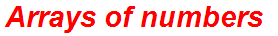 Arrays of numbers