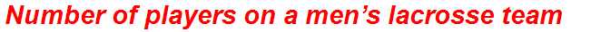 Number of players on a men’s lacrosse team