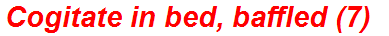 Cogitate in bed, baffled (7)