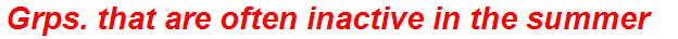 Grps. that are often inactive in the summer