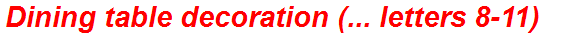 Dining table decoration (... letters 8-11)