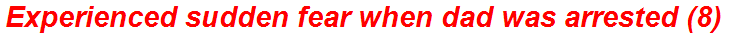 Experienced sudden fear when dad was arrested (8)