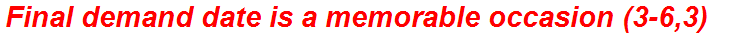 Final demand date is a memorable occasion (3-6,3)
