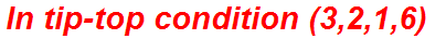 In tip-top condition (3,2,1,6)