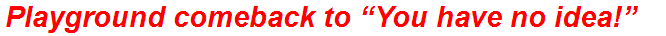 Playground comeback to “You have no idea!”