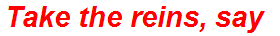 Take the reins, say