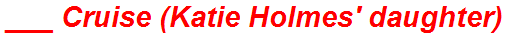 ___ Cruise (Katie Holmes' daughter)
