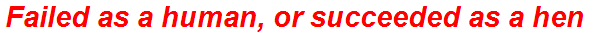 Failed as a human, or succeeded as a hen