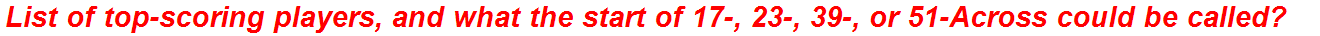 List of top-scoring players, and what the start of 17-, 23-, 39-, or 51-Across could be called?