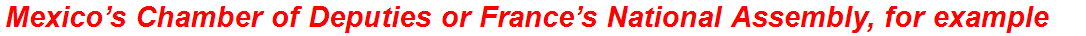 Mexico’s Chamber of Deputies or France’s National Assembly, for example