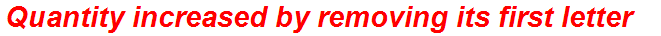 Quantity increased by removing its first letter