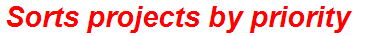 Sorts projects by priority
