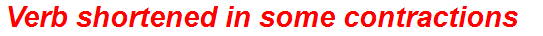Verb shortened in some contractions