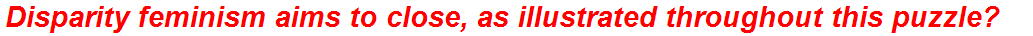Disparity feminism aims to close, as illustrated throughout this puzzle?