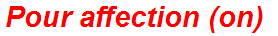 Pour affection (on)