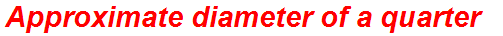 Approximate diameter of a quarter