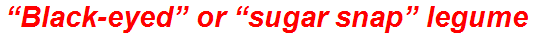 “Black-eyed” or “sugar snap” legume