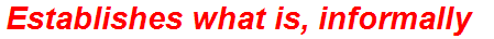 Establishes what is, informally