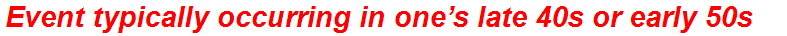 Event typically occurring in one’s late 40s or early 50s