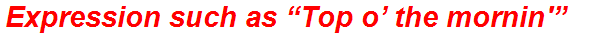 Expression such as “Top o’ the mornin'”