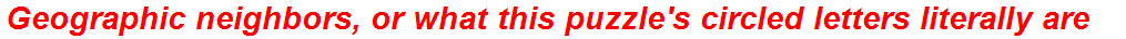 Geographic neighbors, or what this puzzle's circled letters literally are