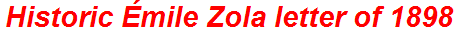 Historic Émile Zola letter of 1898