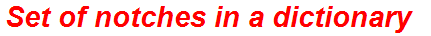 Set of notches in a dictionary