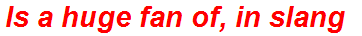 Is a huge fan of, in slang