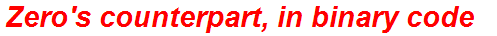 Zero's counterpart, in binary code
